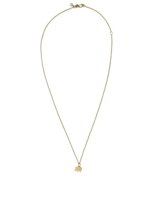Tiny Pure 14K Yellow Gold Elephant Charm Necklace