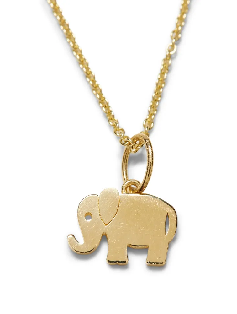 Tiny Pure 14K Yellow Gold Elephant Charm Necklace