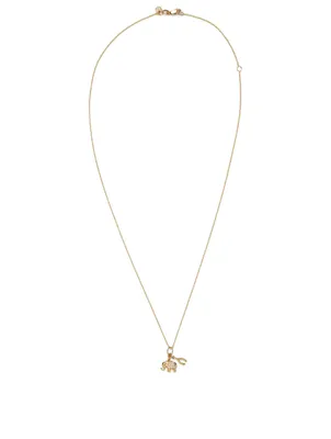 Luck Duo 14K Yellow Gold Charm Necklace With Diamonds