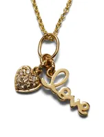 Love Duo 14K Yellow Gold Charm Necklace With Diamonds