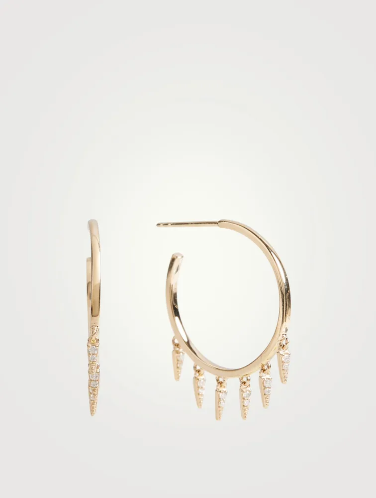 Medium 14K Hoop Earrings With Diamonds