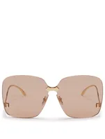 Rimless Oversized Square Sunglasses