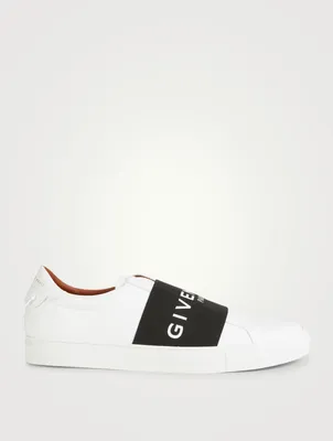 Urban Street Leather Sneakers With Logo Strap