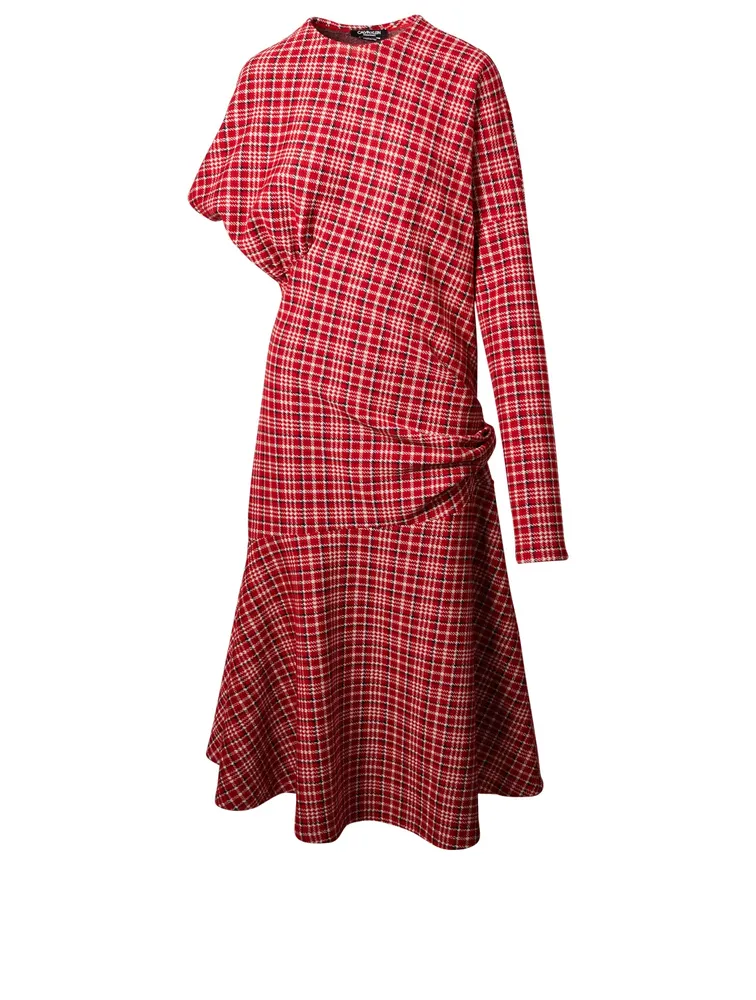 Tartan Plaid Draped Dress