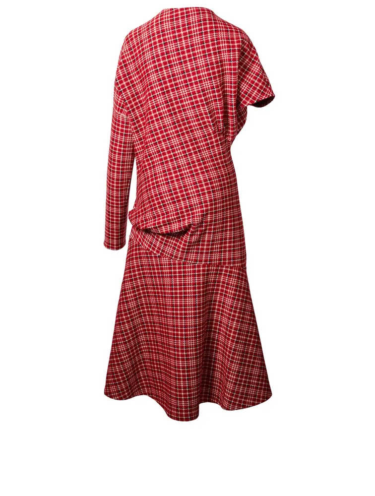 Tartan Plaid Draped Dress