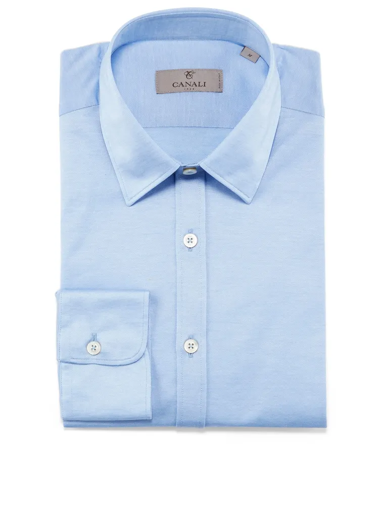 Cotton Jersey Button-Up Shirt