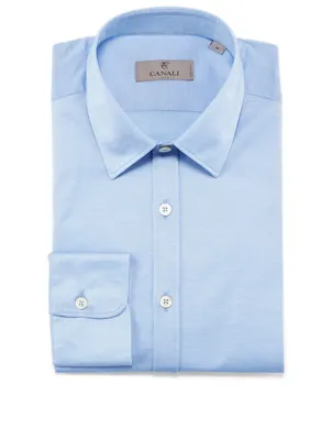 Cotton Jersey Button-Up Shirt