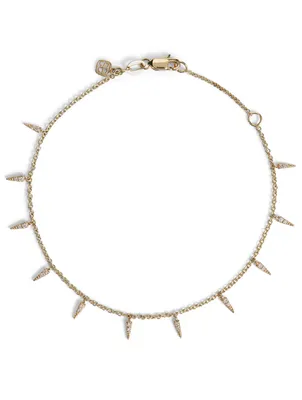 14K Yellow Gold Fringe Drop Bracelet With Pave Diamonds