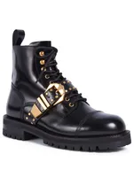 Studded Belt Leather Combat Boots