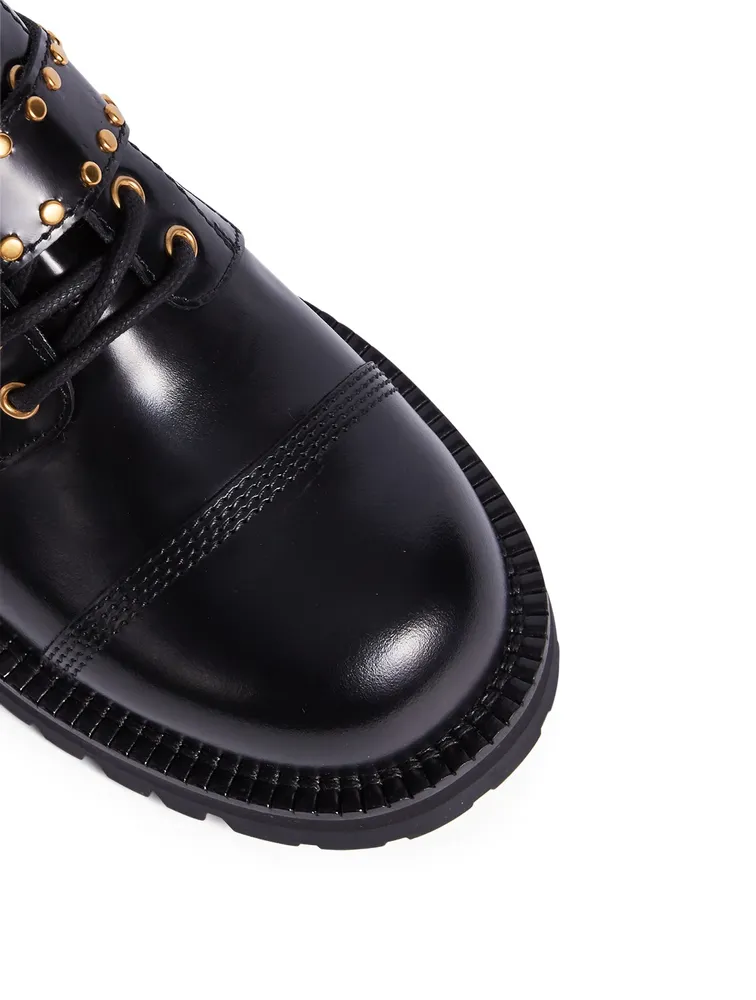 Studded Belt Leather Combat Boots