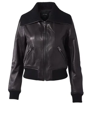 Krysta Leather Jacket With Knit Trim