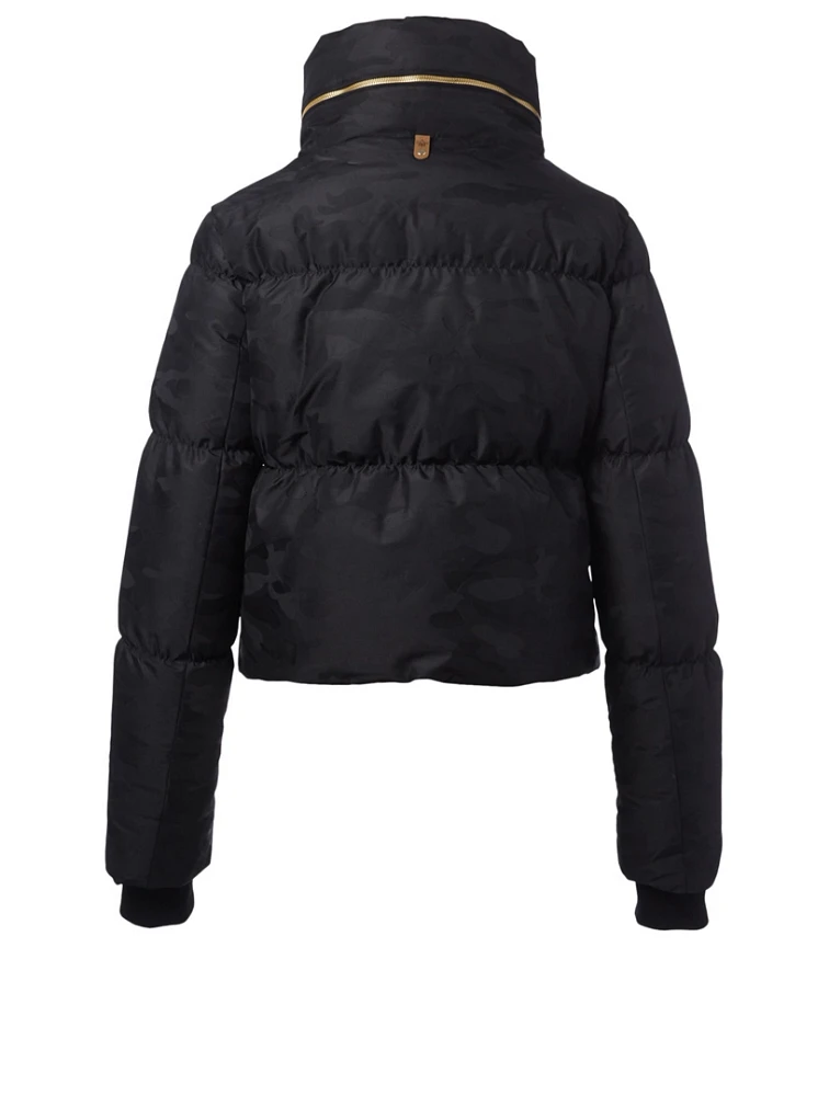 Mimi-J Down Puffer Jacket Monochrome Camo Print