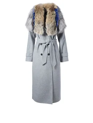 Blair Wool Double-Breasted Coat With Fur Collar