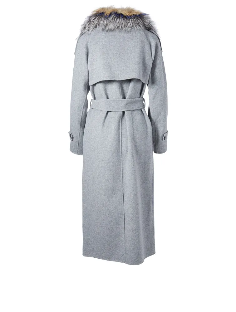 Blair Wool Double-Breasted Coat With Fur Collar