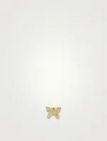 Small 14K Gold Butterfly Stud Earring With Diamonds