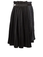 Wool Pleated Skirt Glen Check Print