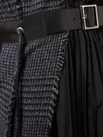 Wool Pleated Skirt Glen Check Print