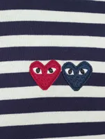 Heart Patch Long-Sleeve T-Shirt Striped Print