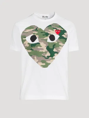 Cotton T-Shirt With Camo Heart