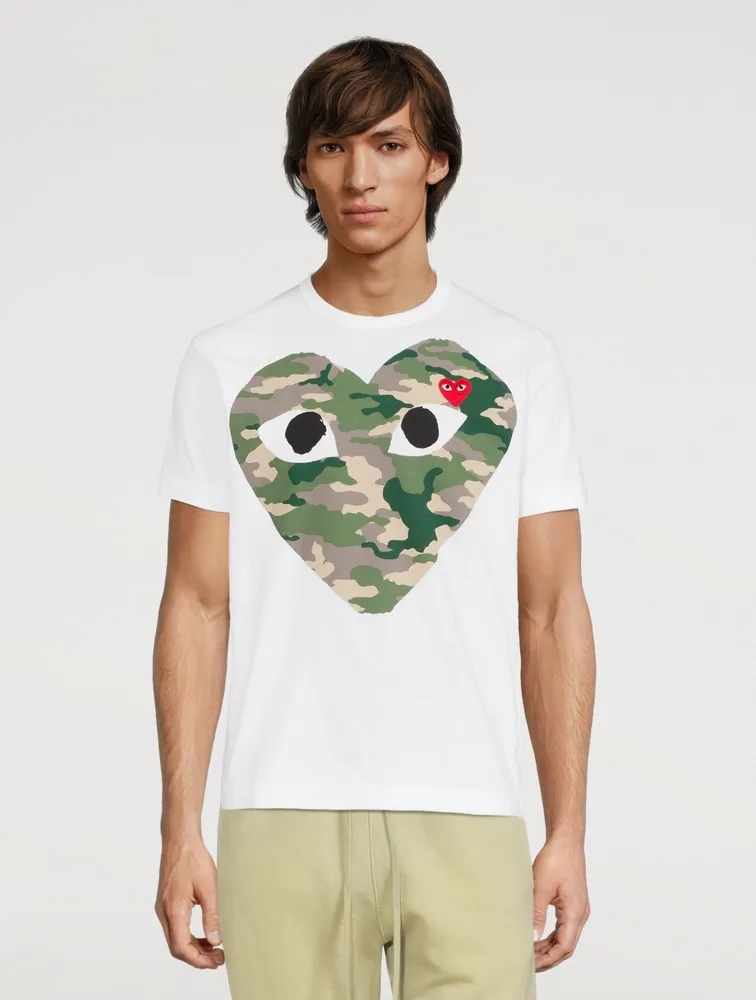 Cotton T-Shirt With Camo Heart