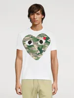 Cotton T-Shirt With Camo Heart