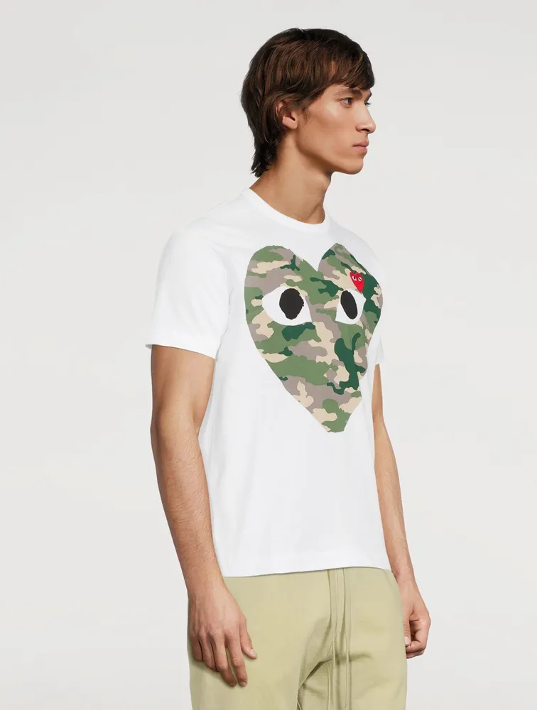 Cotton T-Shirt With Camo Heart