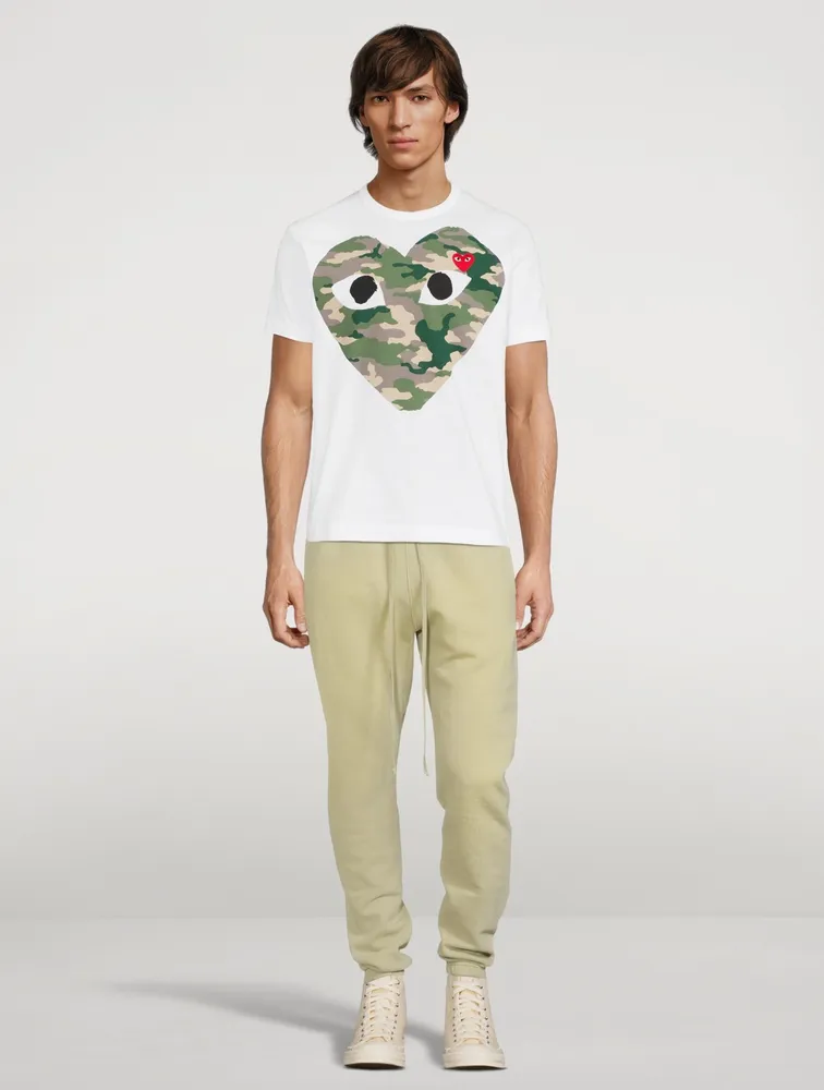 Cotton T-Shirt With Camo Heart