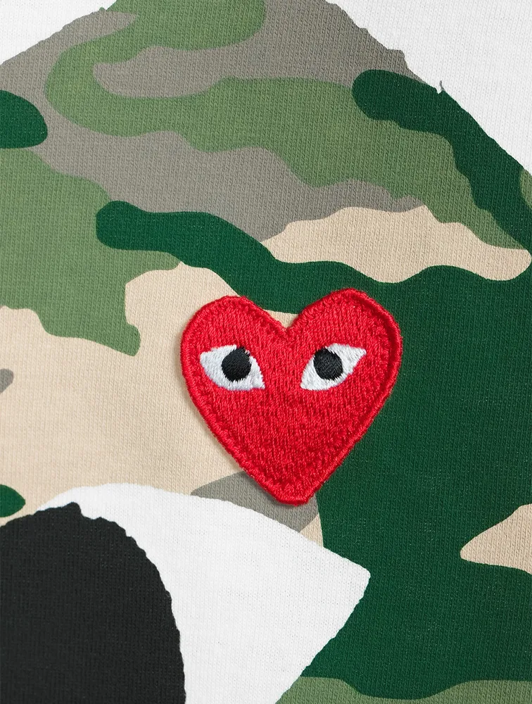 Cotton T-Shirt With Camo Heart