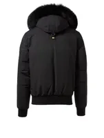 Ballistic Down Bomber Jacket With Fur Trim