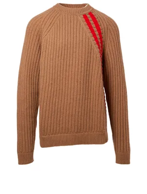 Wool Sweater With Stripe Detail