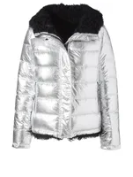Reversible Down Puffer Coat With Fur