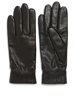 Ribbed Leather Gloves