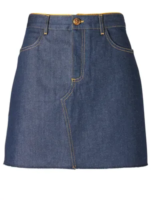 Denim Mini Skirt With Raw Hem