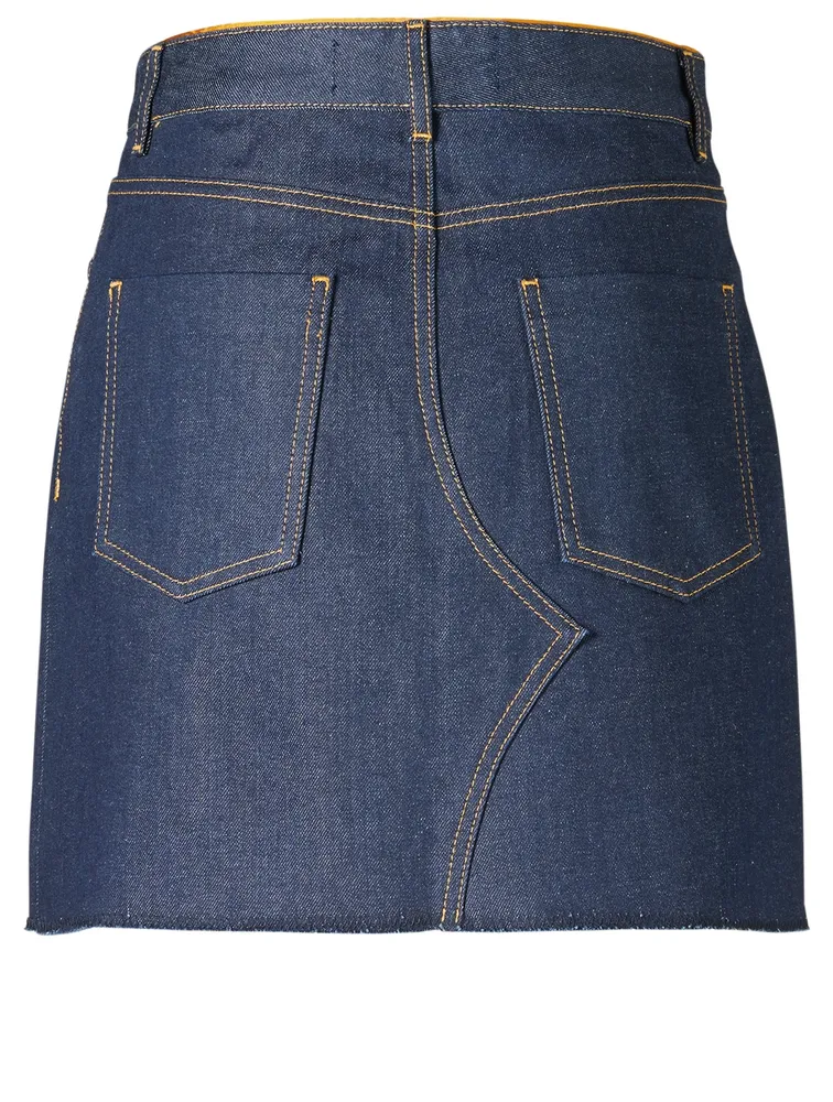 Denim Mini Skirt With Raw Hem