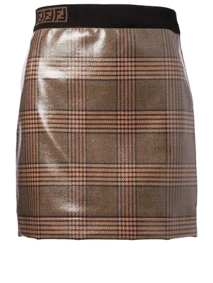 Glazed Wool Mini Skirt In Prince Of Wales