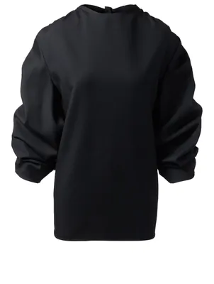 Faustine Wool Blouse With Ruched Sleeves