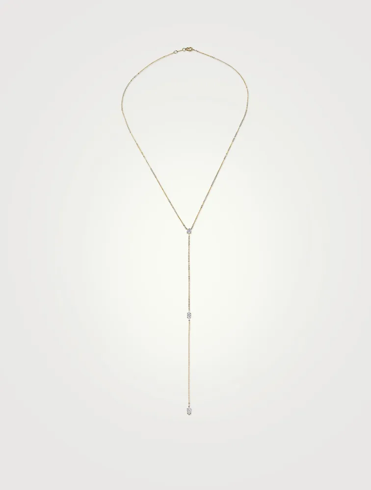 18K Gold Lariat Necklace With Diamonds