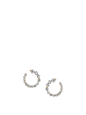 Small 18K Gold Garland Hoop Earrings With Diamonds
