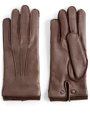 Deerskin Gloves With Ribbed Cuffs