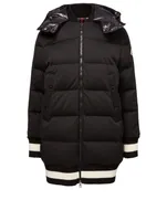 Harfang Down Puffer Coat With Varsity Stripe