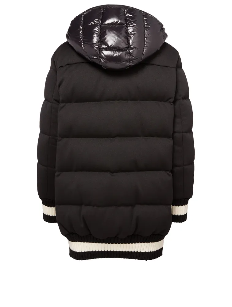 Harfang Down Puffer Coat With Varsity Stripe