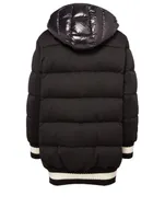 Harfang Down Puffer Coat With Varsity Stripe