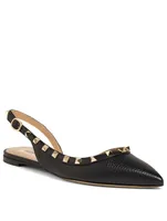 Rockstud Leather Slingback Flats