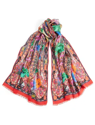Wool And Silk Scarf In Floral Print