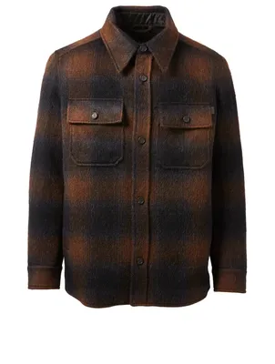 Brushed Wool And Alpaca Shirt-Jacket Check