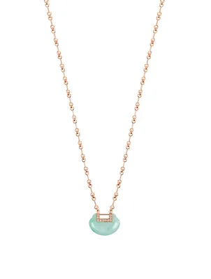 Medium Yu Yi 18K Rose Gold Necklace With Jade And Diamonds
