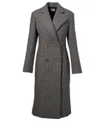 Violet Wool Blend Coat Houndstooth Print
