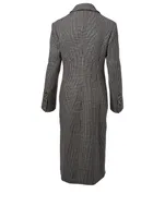 Violet Wool Blend Coat Houndstooth Print
