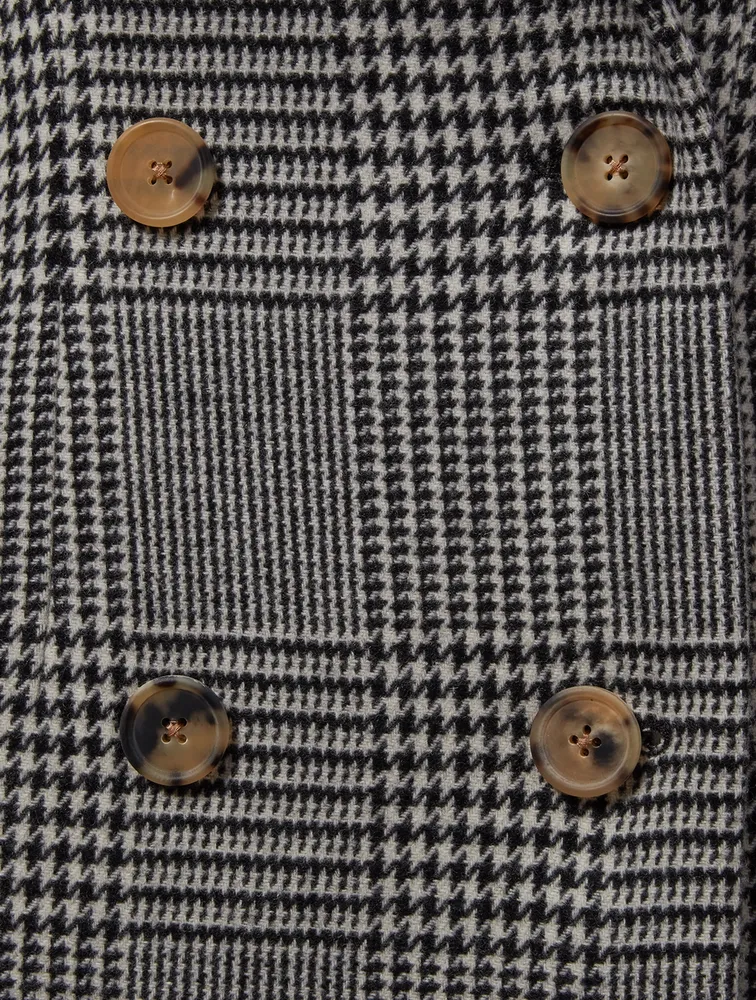 Violet Wool Blend Coat Houndstooth Print