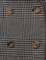 Violet Wool Blend Coat Houndstooth Print